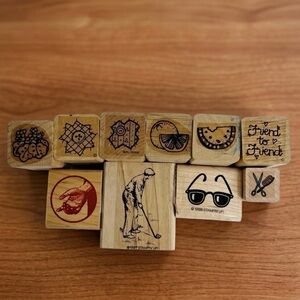 Rubber Stamp Bundle Of 10 Stamps For Scrapbooking Crafting